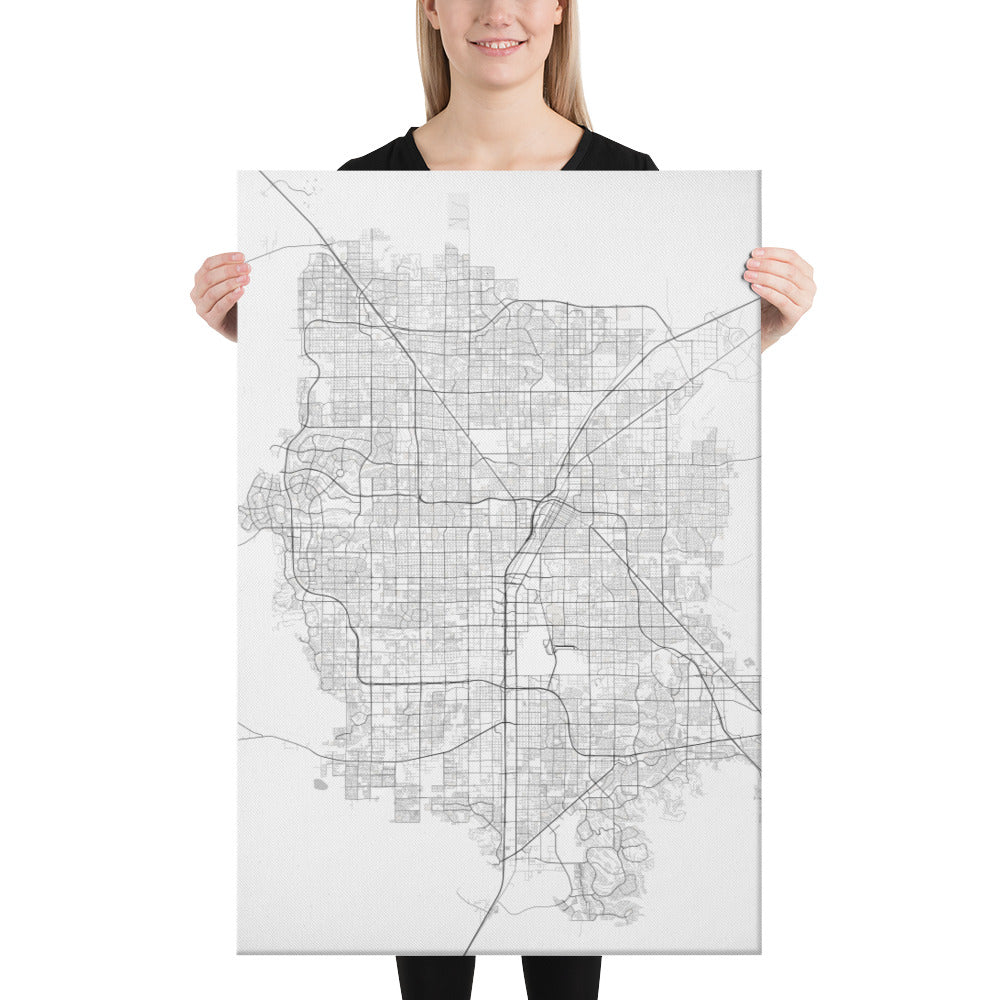 Las Vegas White Canvas Map