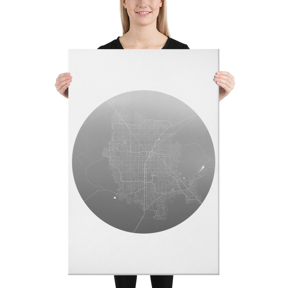 Las Vegas Silver on White Canvas Map