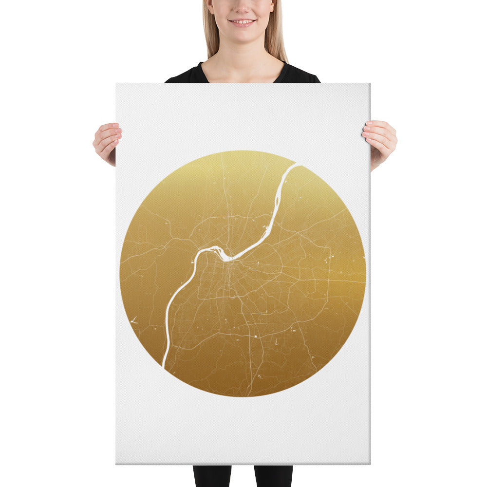 Louisville Gold on White Canvas Map