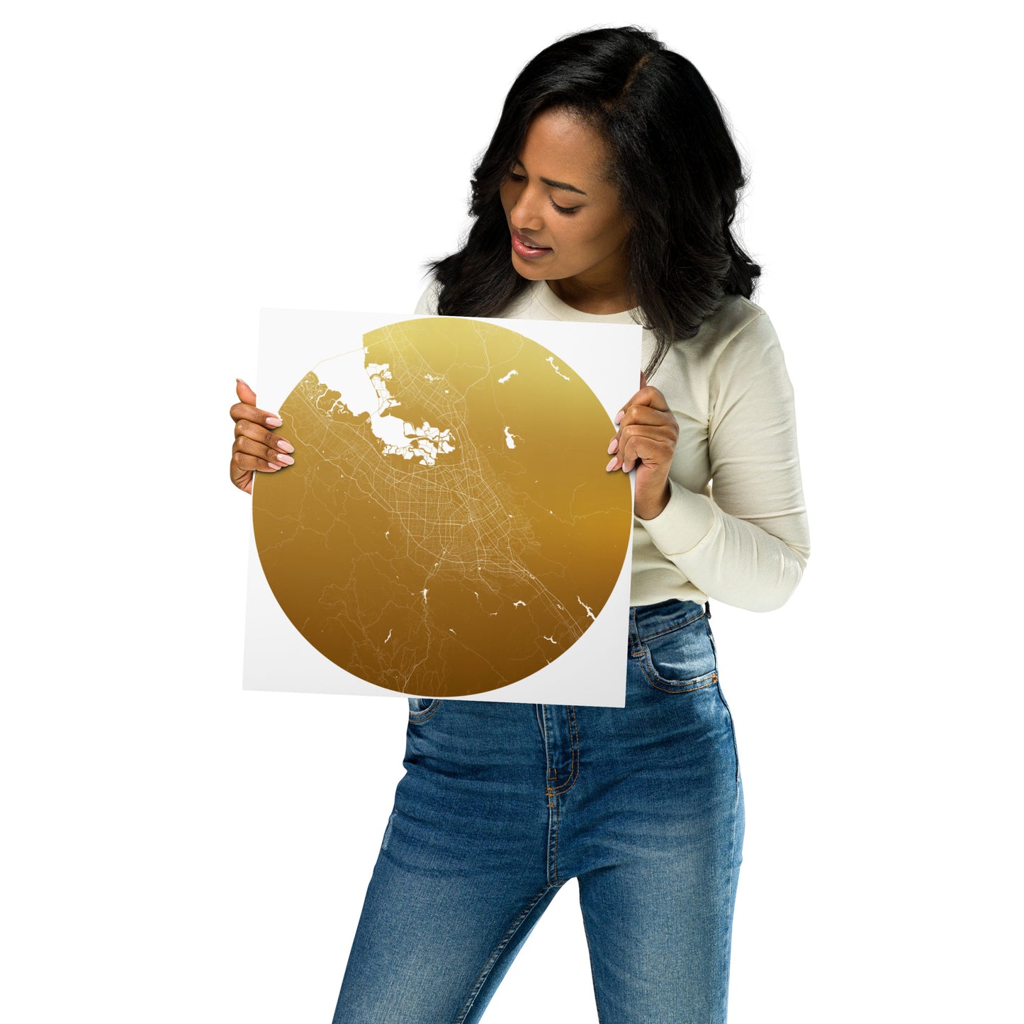San Jose Gold on White Metal Map