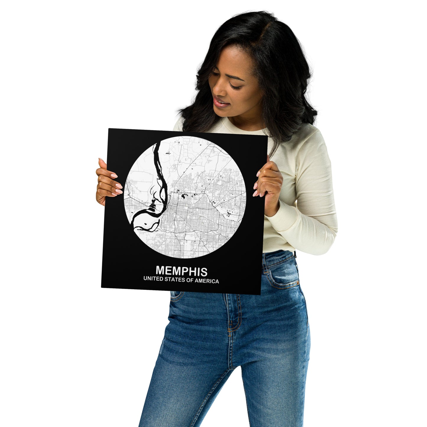 Memphis Circular White Metal Map