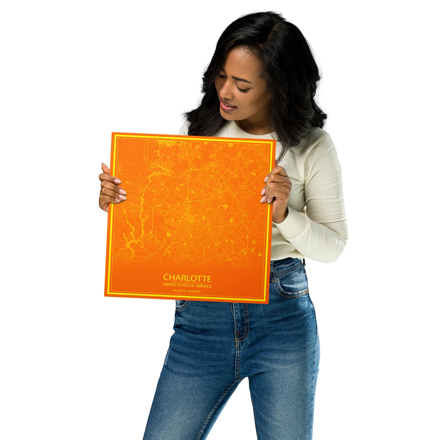 Charlotte Orange and Yellow Metal Map