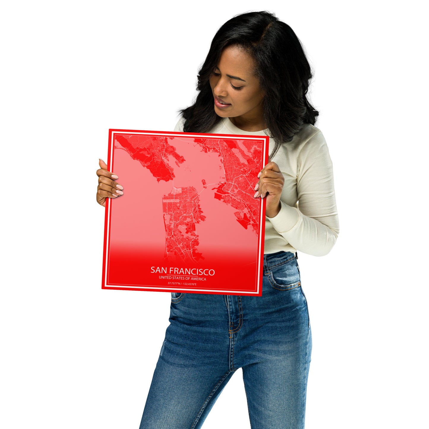San Francisco Red and White Metal Map