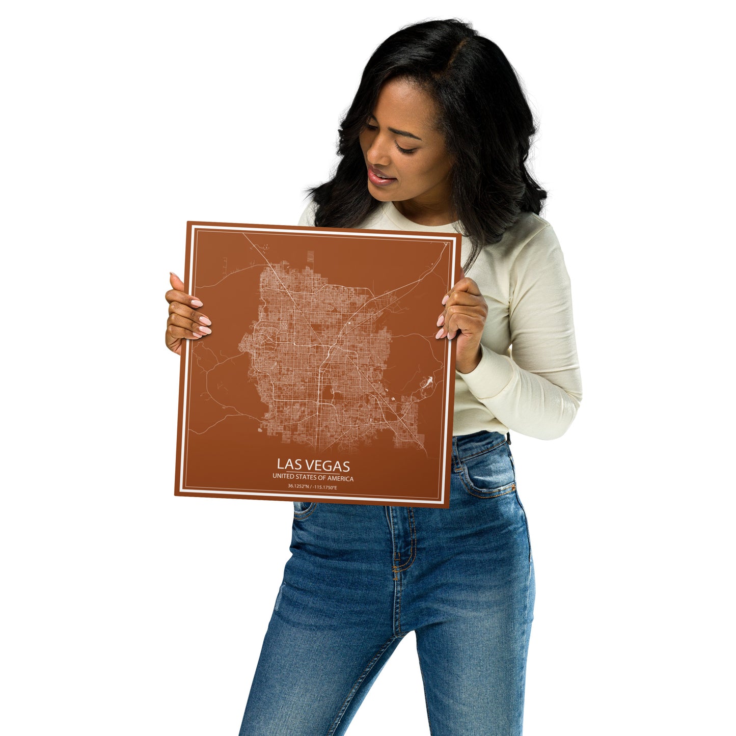 Las Vegas Brown and White Metal Map