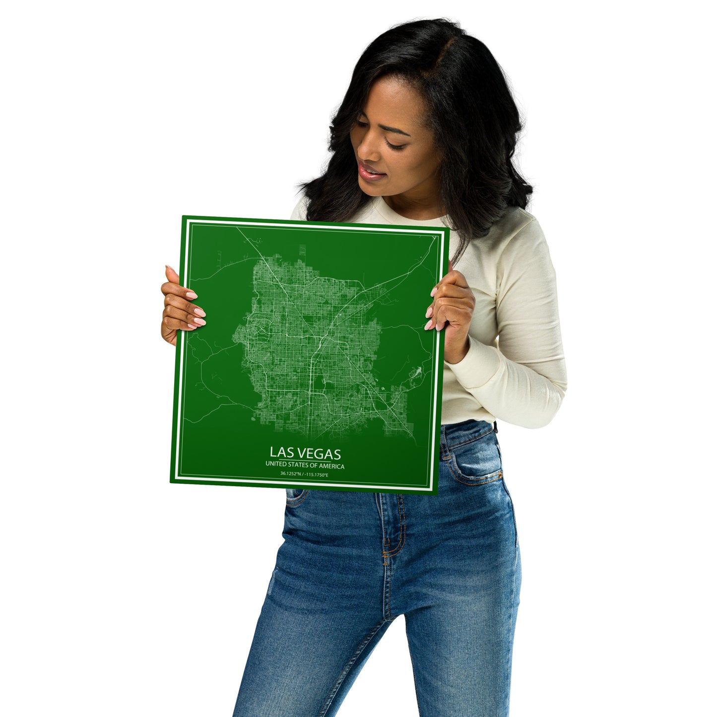 Las Vegas Green and White Metal Map