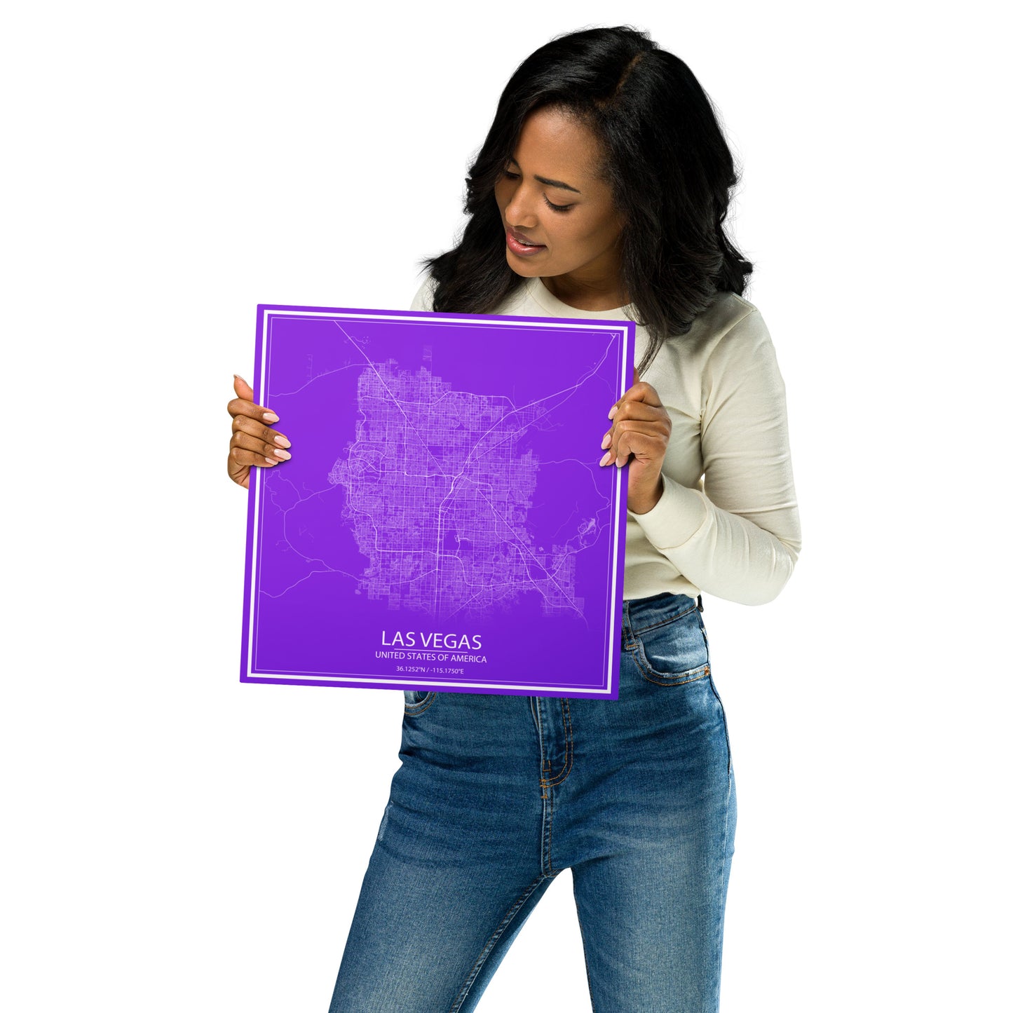 Las Vegas Purple and White Metal Map