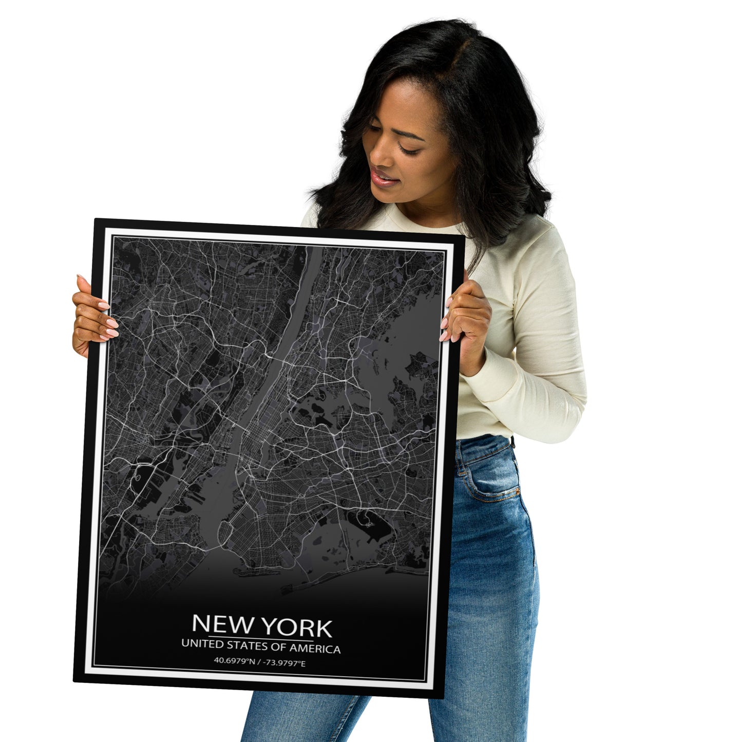 New York Black Metal Map