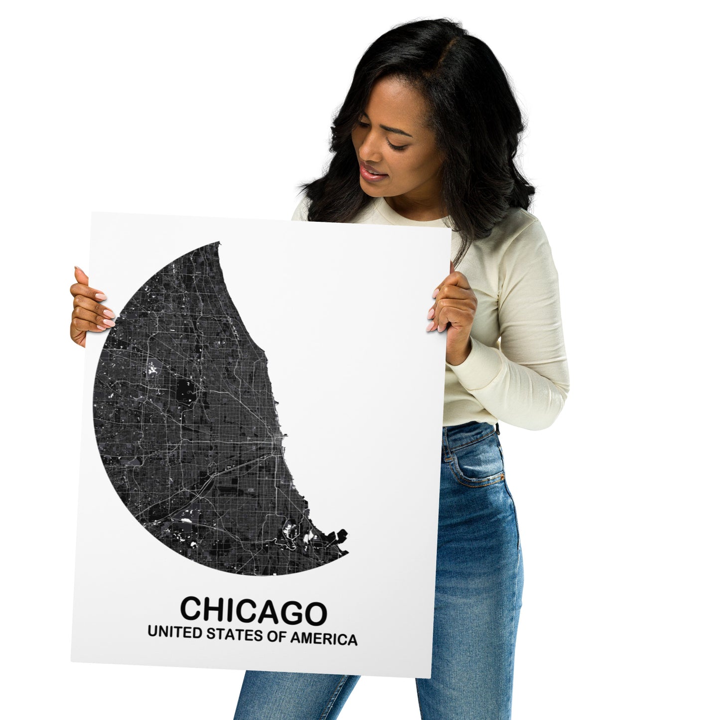 Chicago Circular Black Metal Map