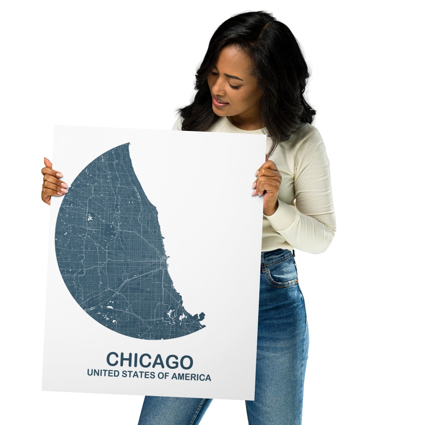 Chicago Circular Blue Metal Map