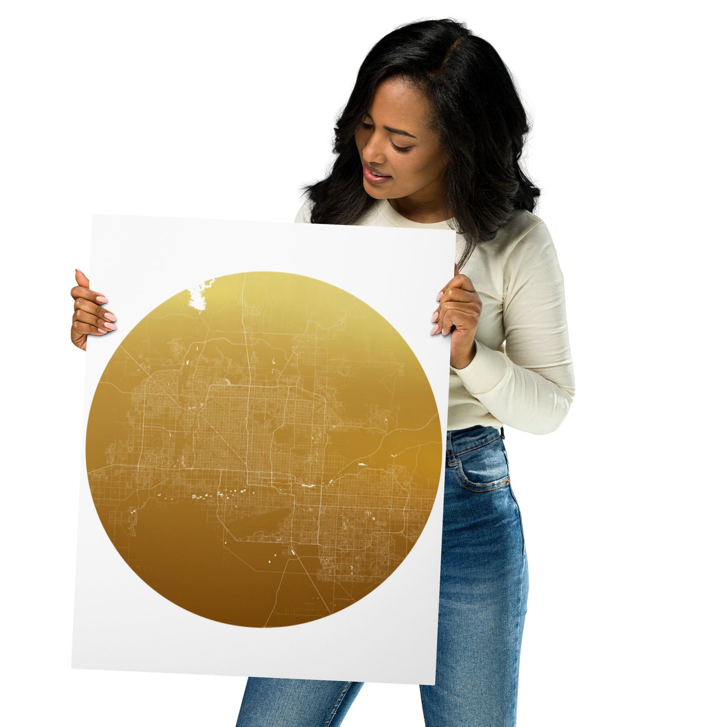 Phoenix Gold on White Metal Map