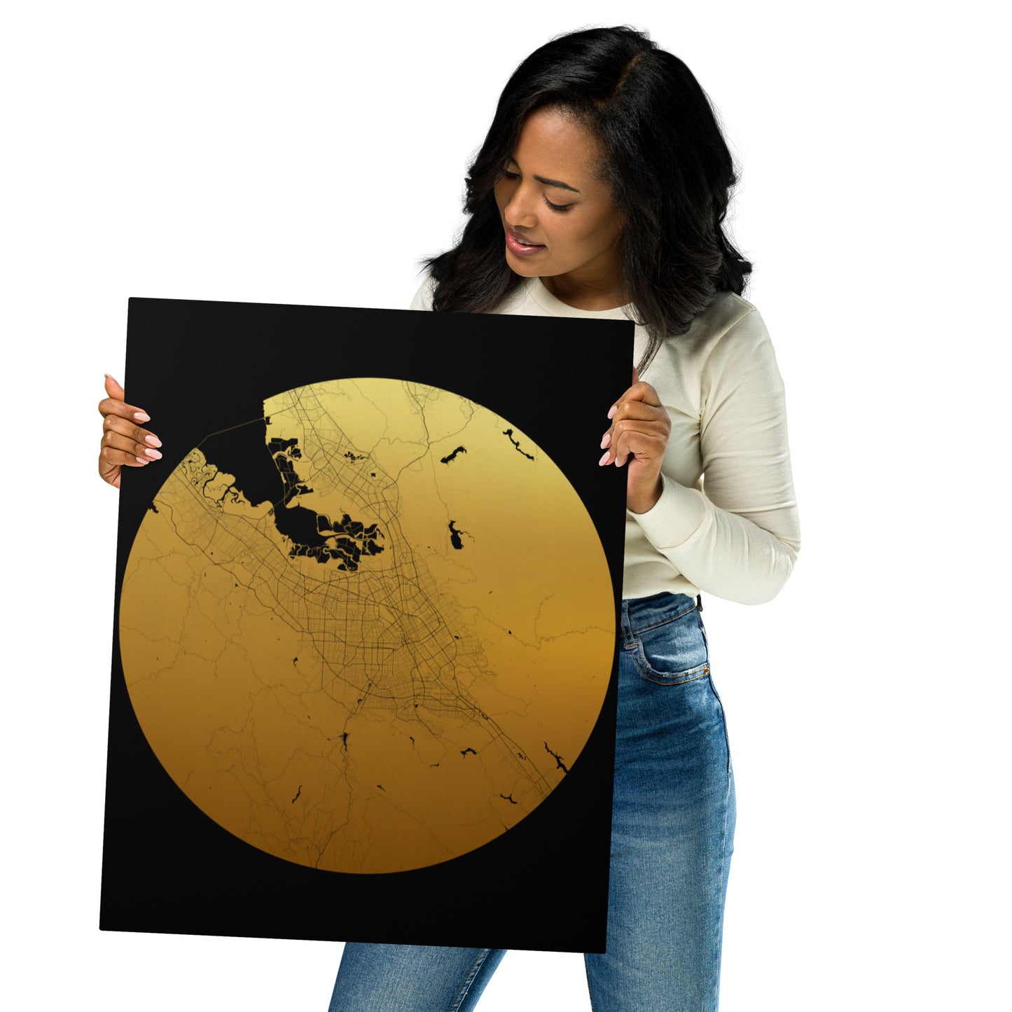 San Jose Gold on Black Metal Map