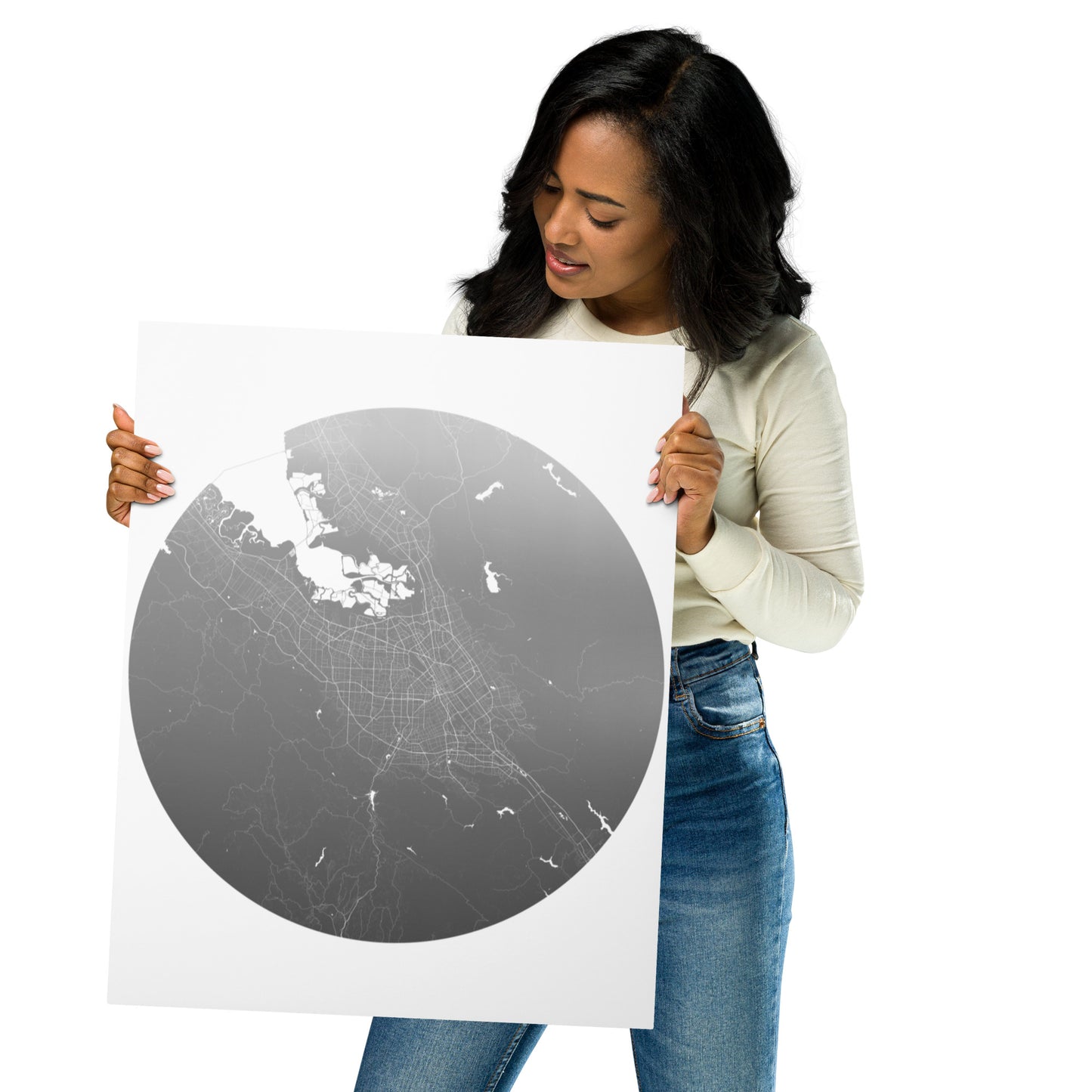 San Jose Silver on White Metal Map