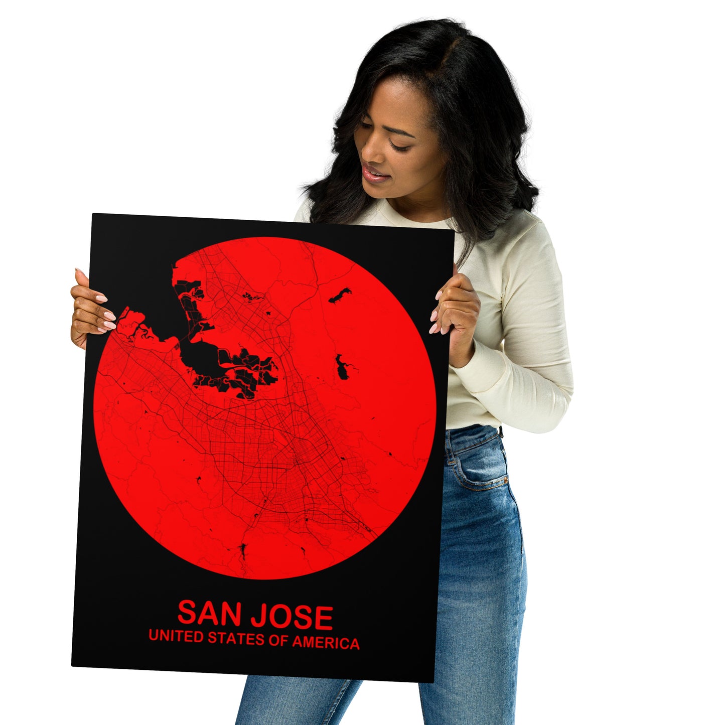 San Jose Circular Red Metal Map