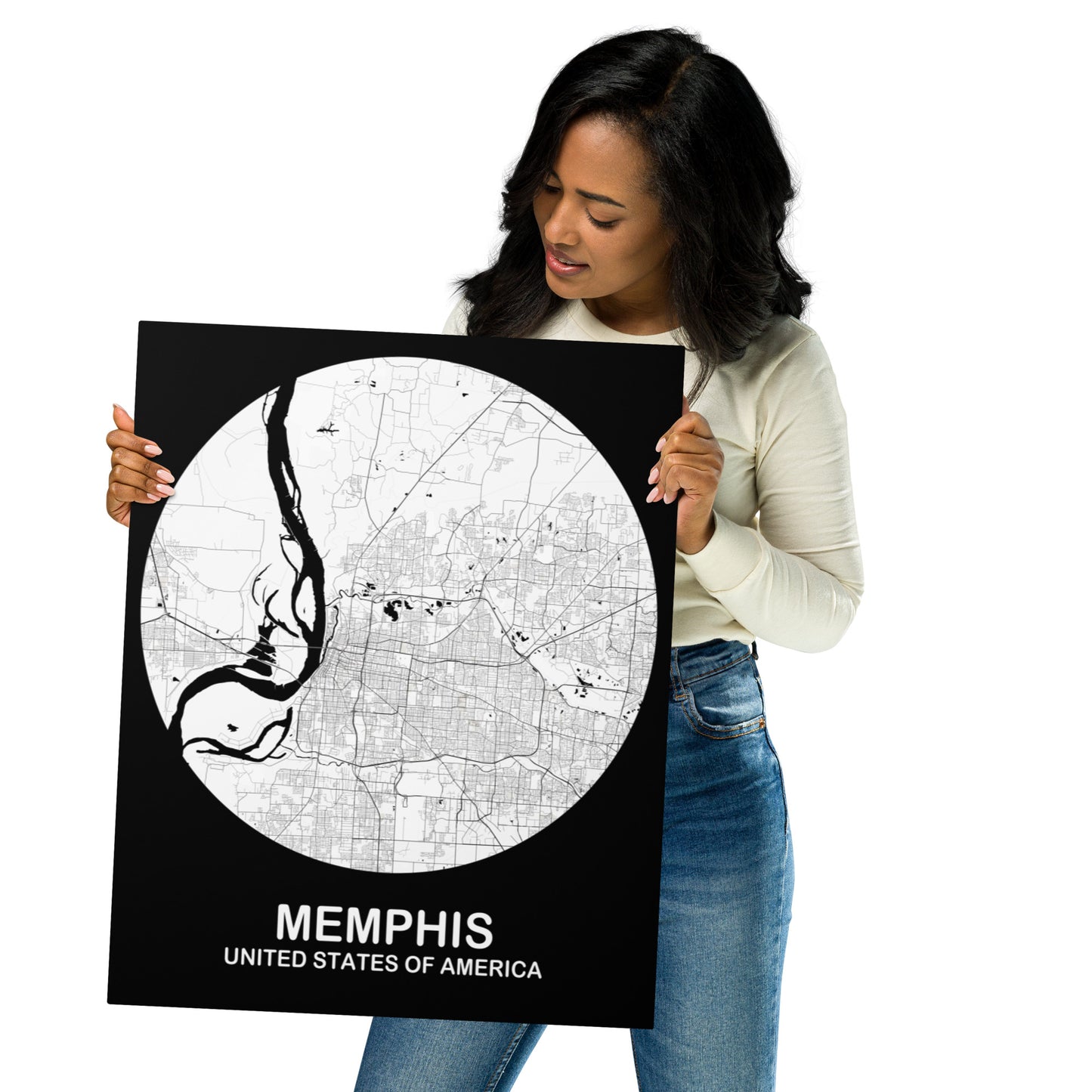 Memphis Circular White Metal Map