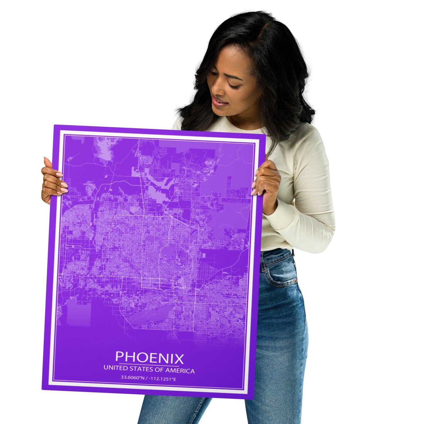 Phoenix Purple and White Metal Map