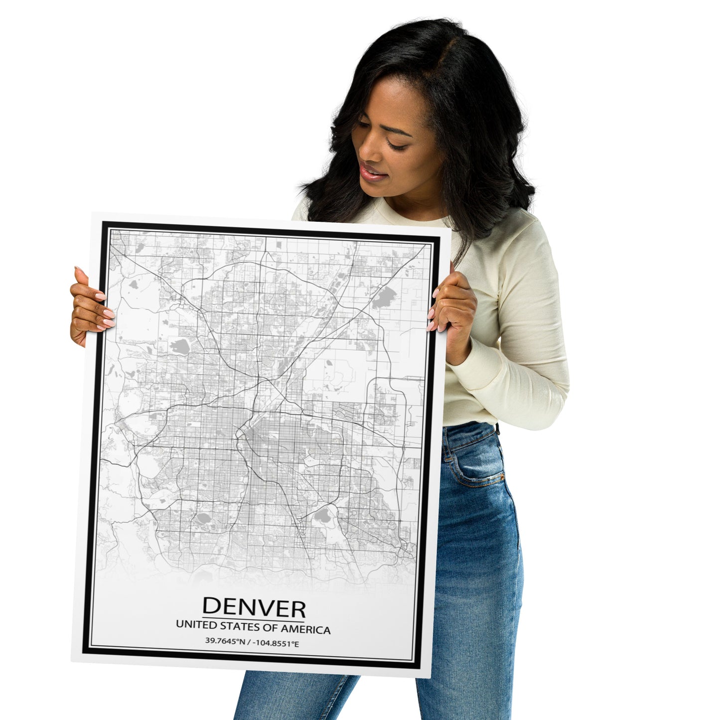 Denver White Metal Map