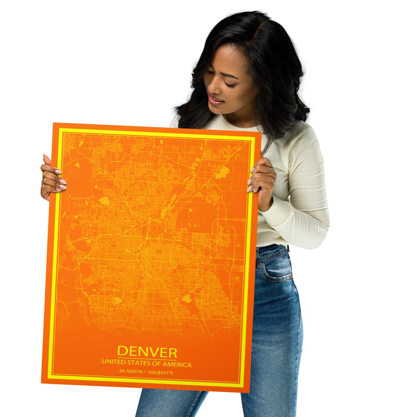 Denver Orange and Yellow Metal Map