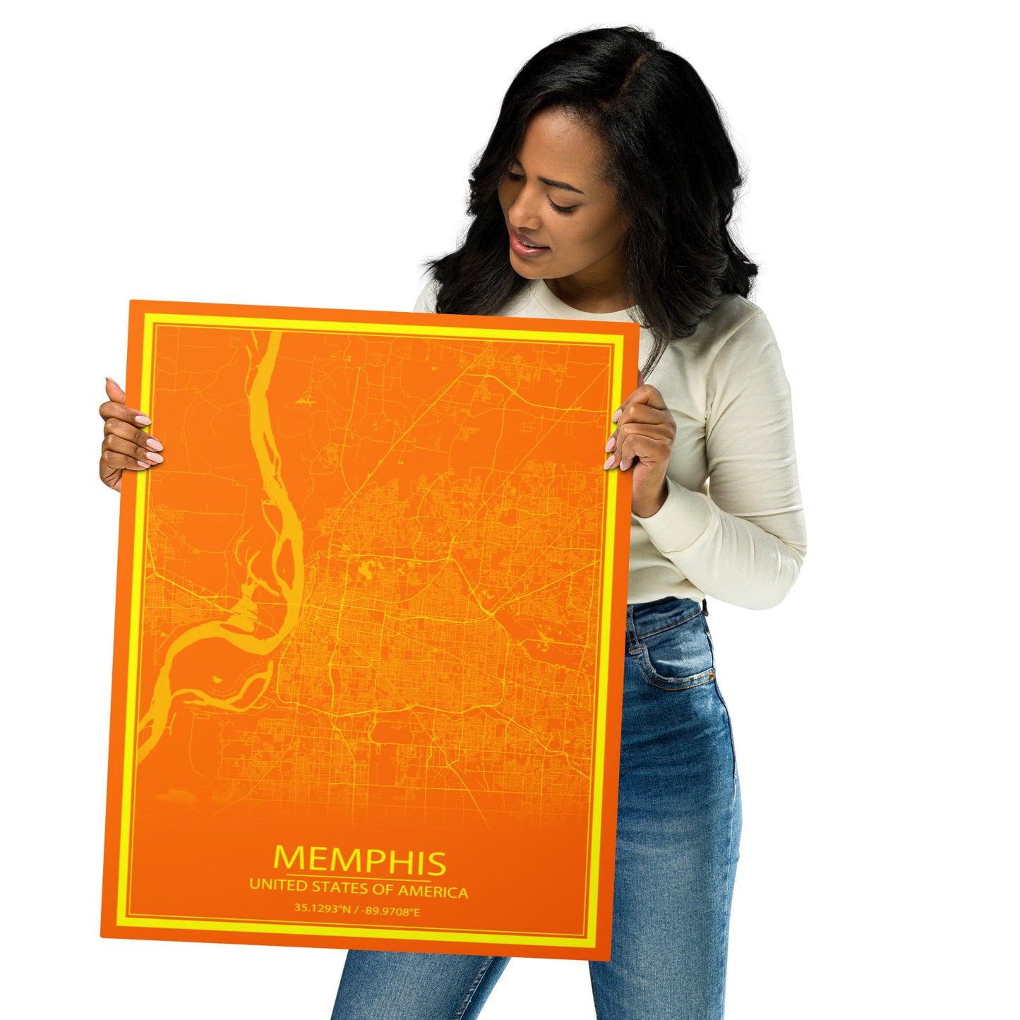 Memphis Orange and Yellow Metal Map
