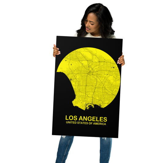 Los Angeles Circular Yellow Metal Map