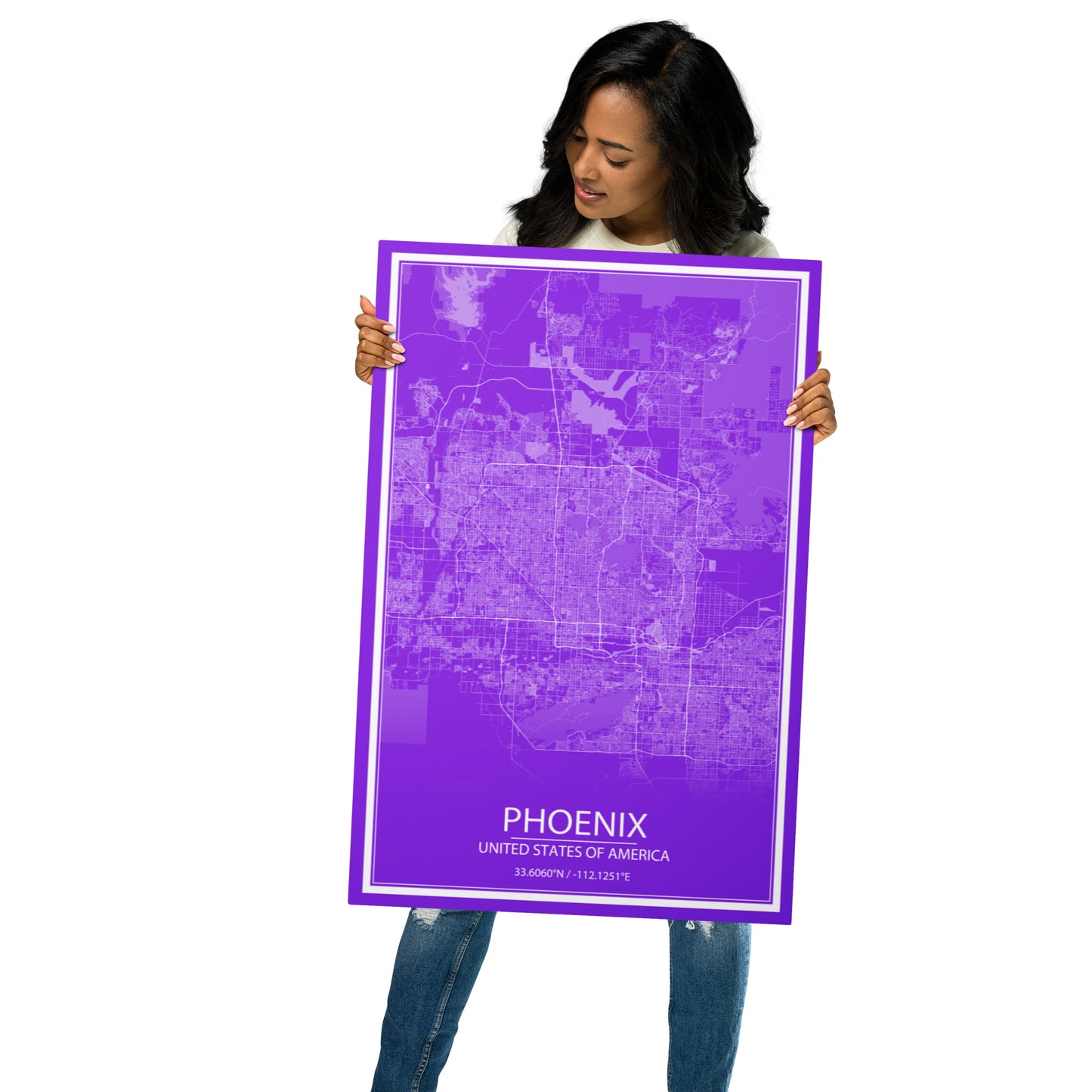 Phoenix Purple and White Metal Map