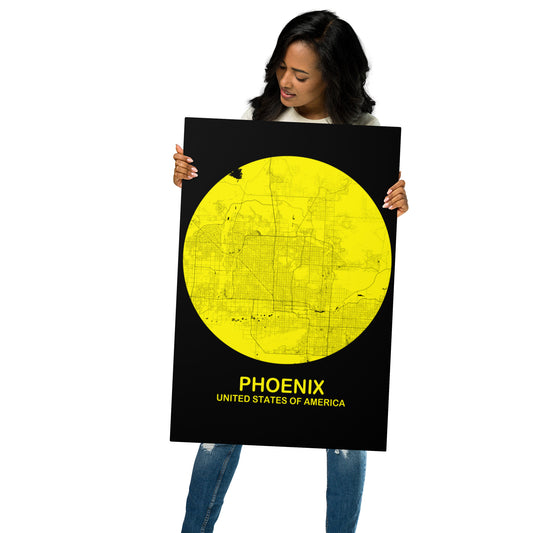 Phoenix Circular Yellow Metal Map