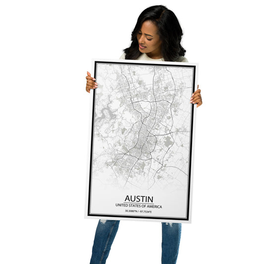 Austin White Metal Map