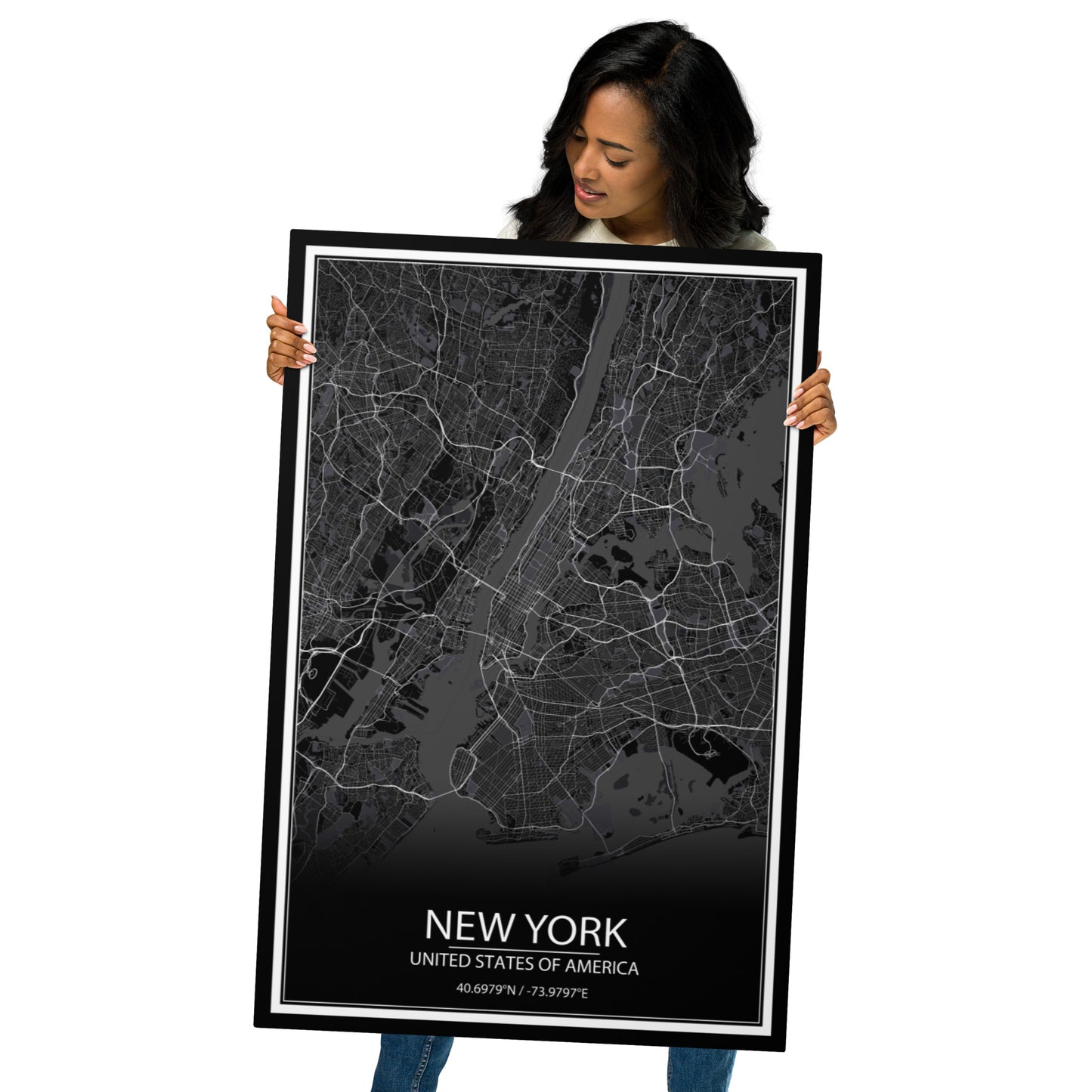 New York Black Metal Map