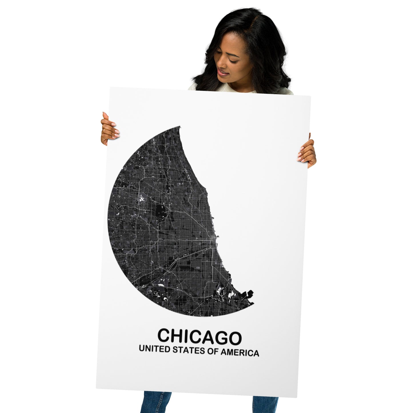 Chicago Circular Black Metal Map
