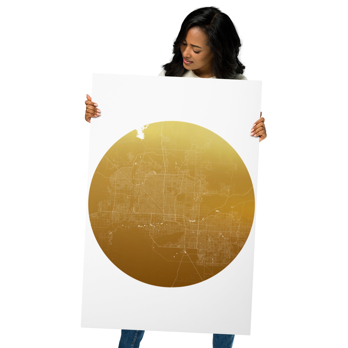 Phoenix Gold on White Metal Map