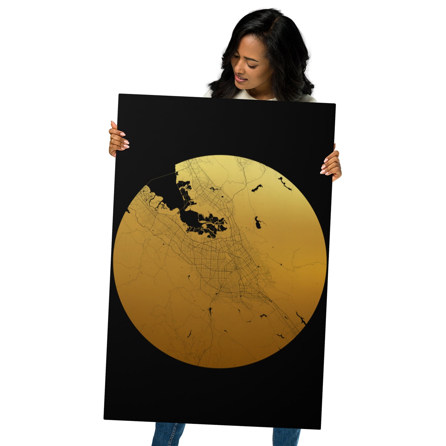 San Jose Gold on Black Metal Map