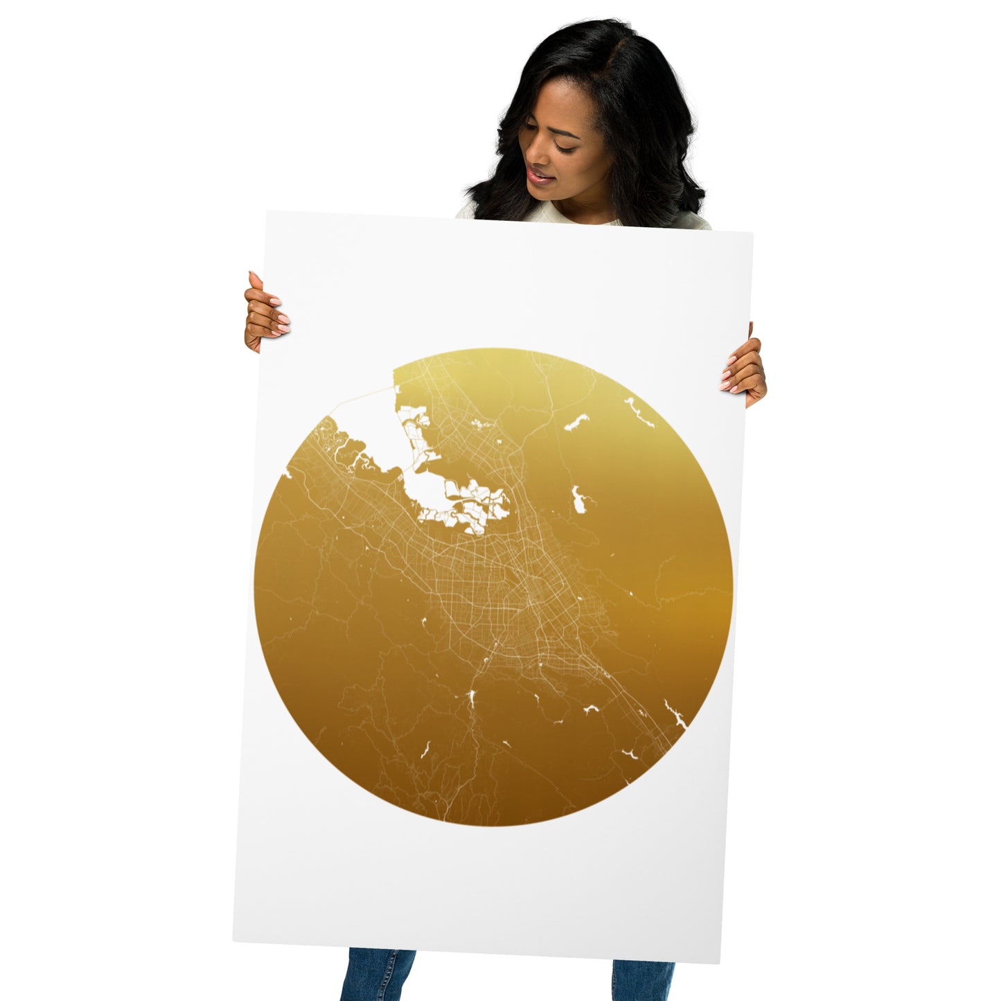 San Jose Gold on White Metal Map