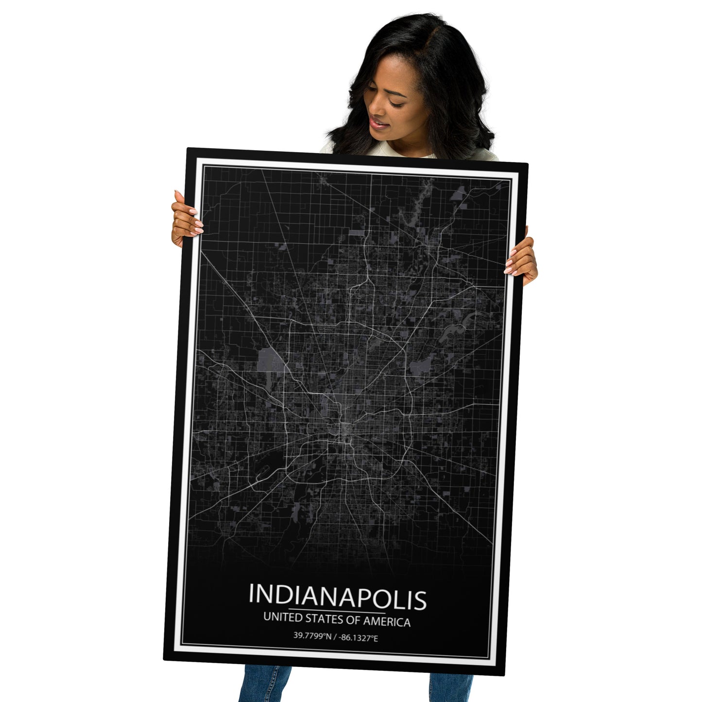 Indianapolis Black Metal Map