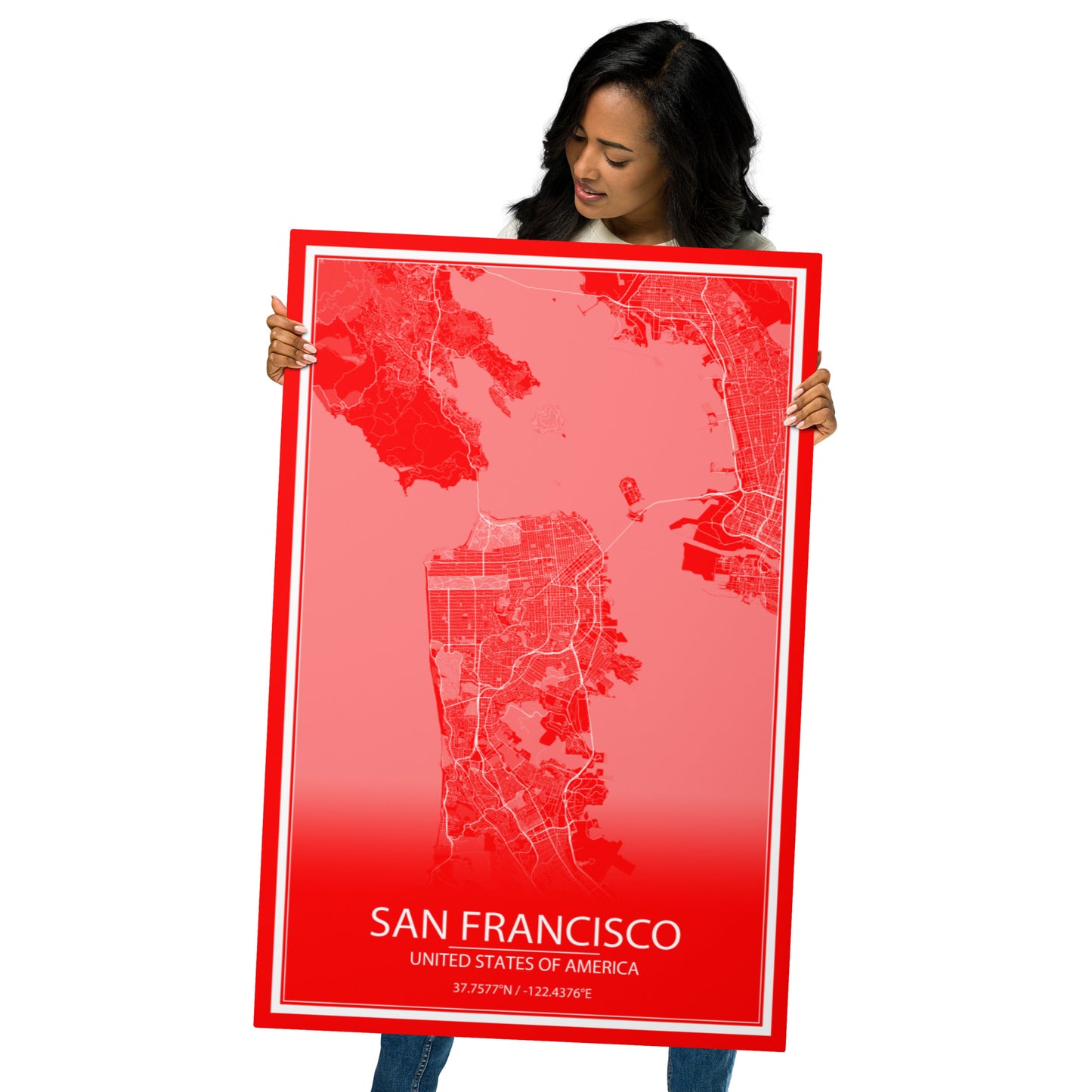 San Francisco Red and White Metal Map