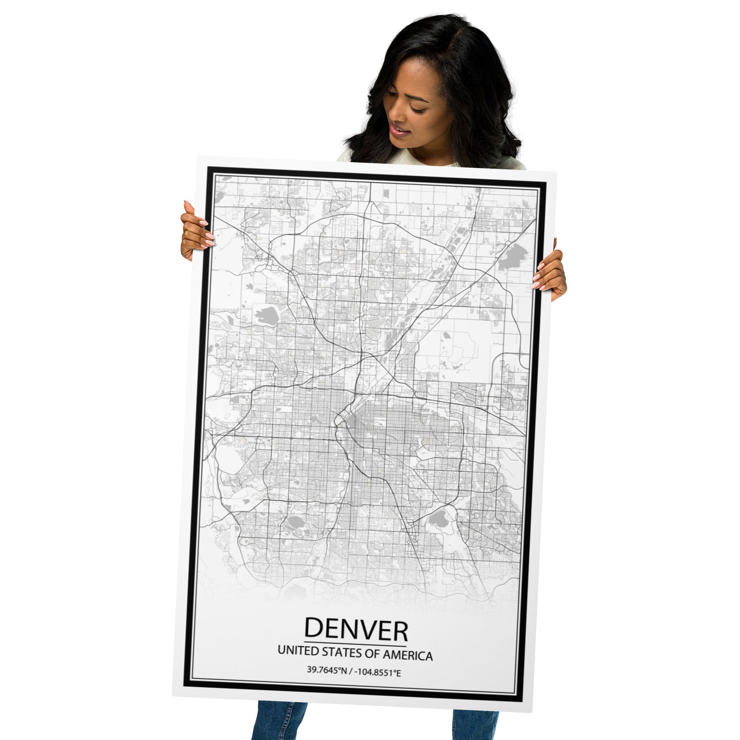 Denver White Metal Map