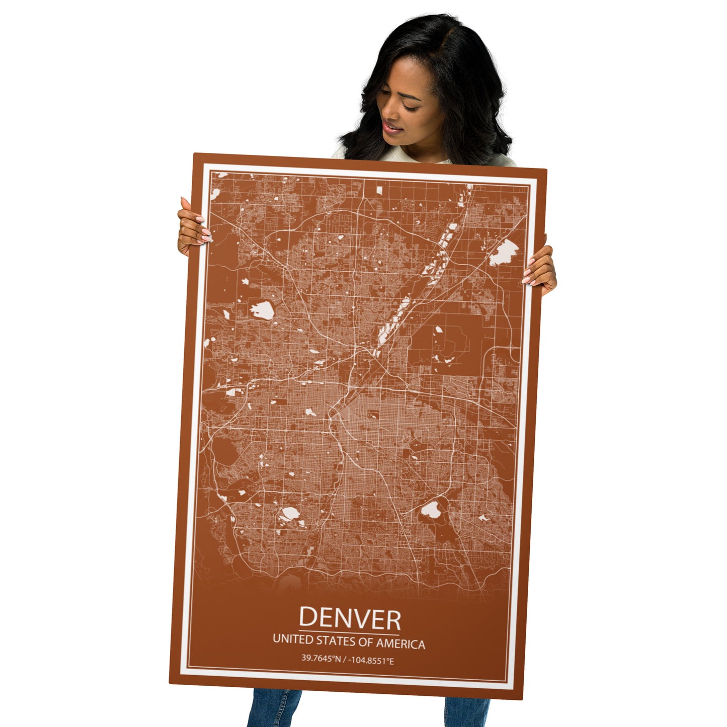 Denver Brown and White Metal Map