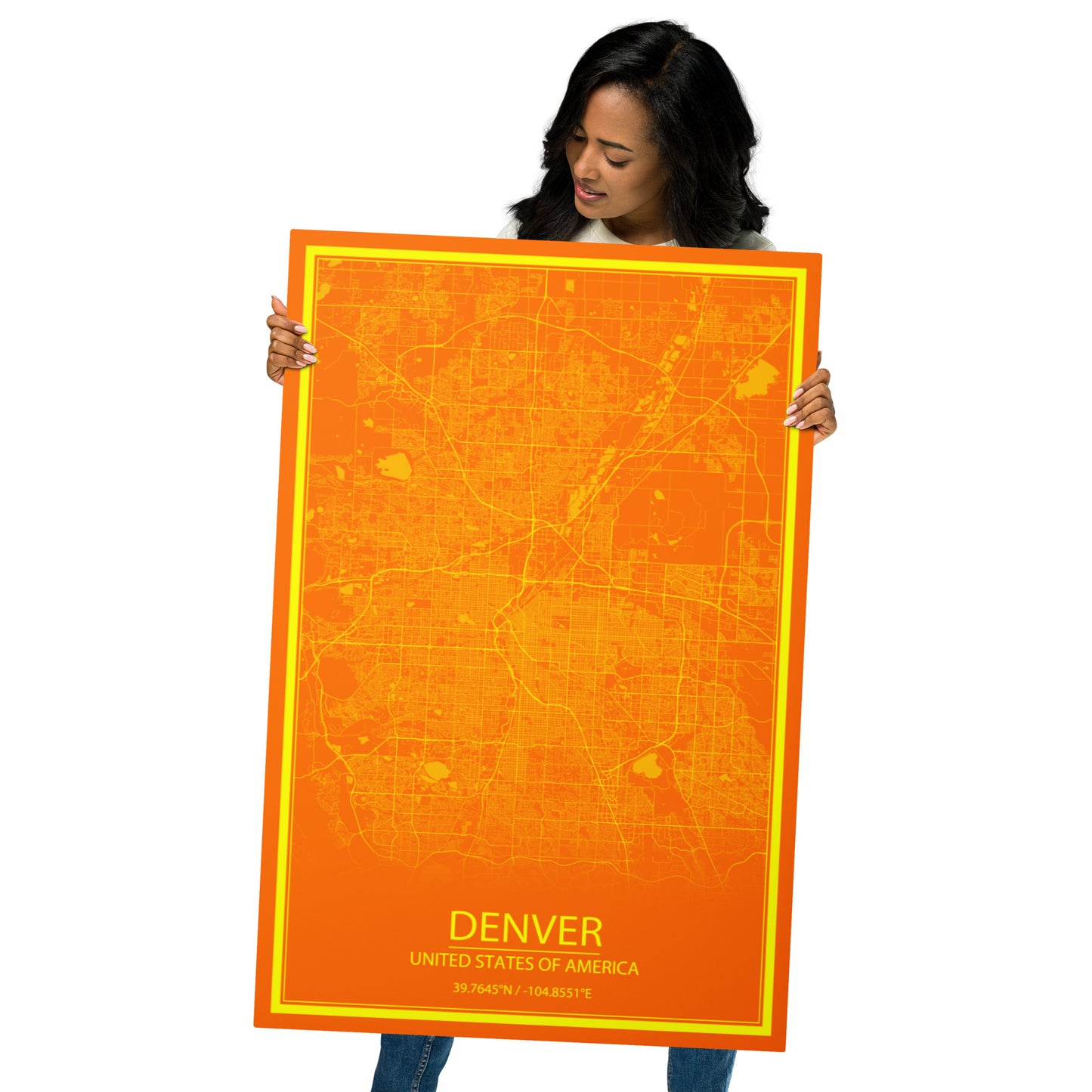 Denver Orange and Yellow Metal Map
