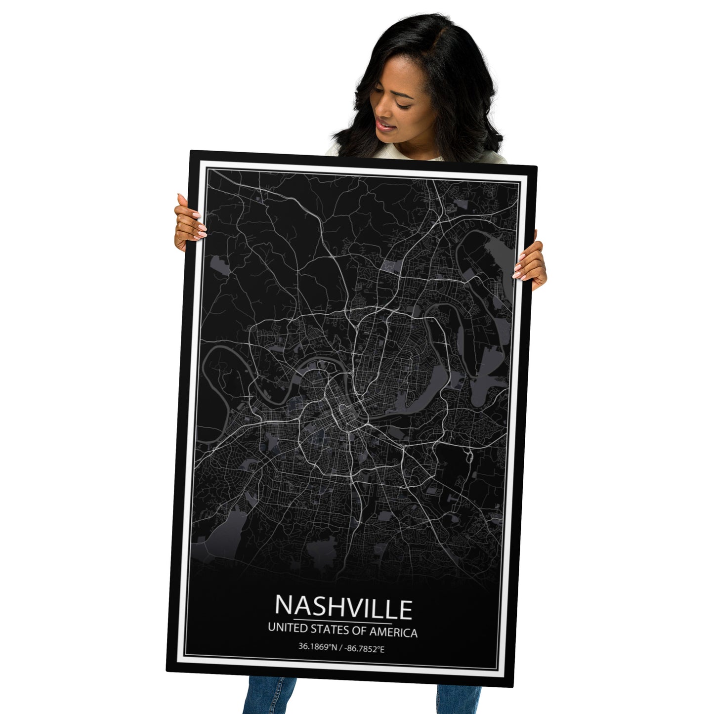 Nashville Black Metal Map