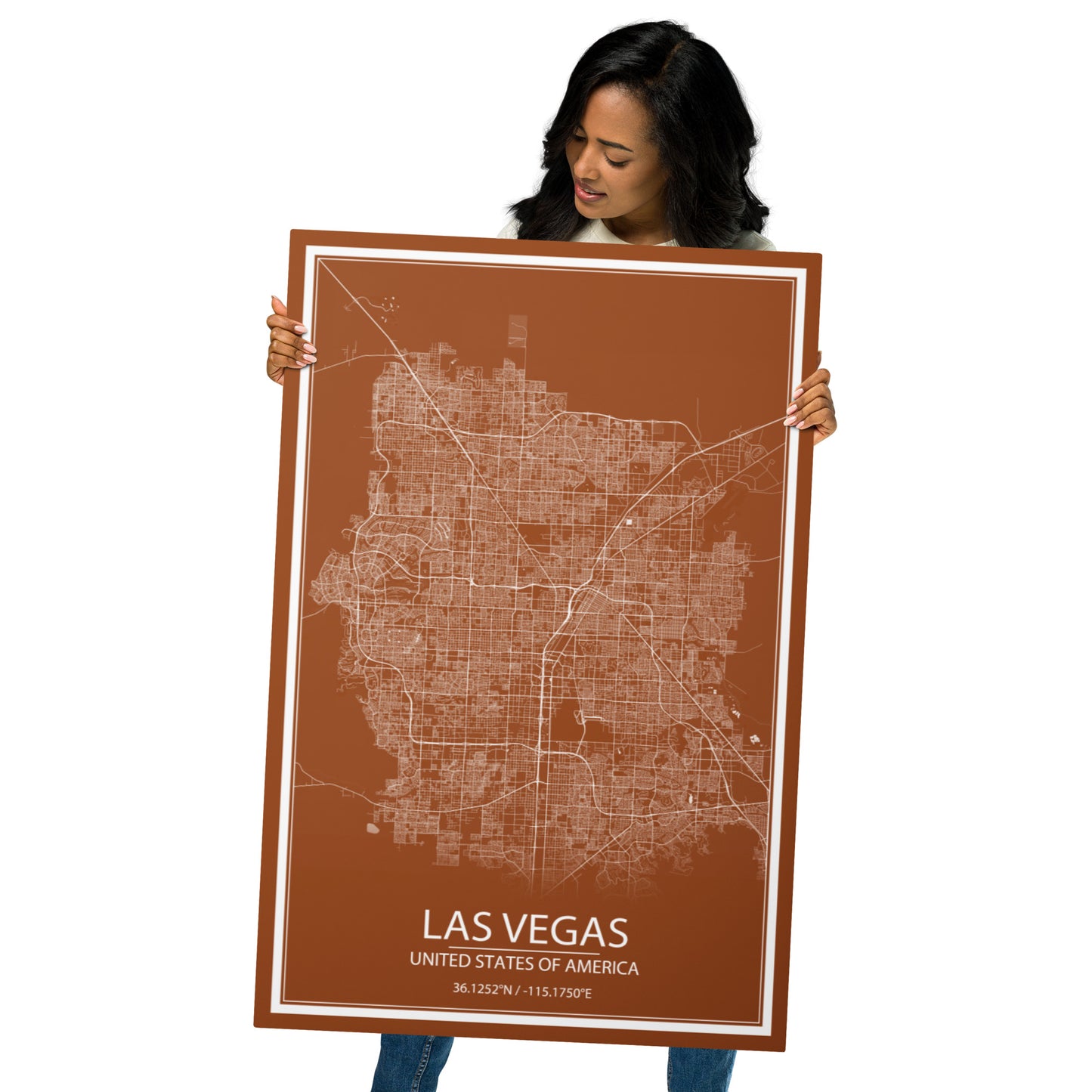 Las Vegas Brown and White Metal Map