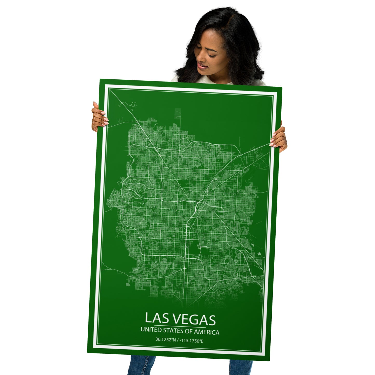 Las Vegas Green and White Metal Map