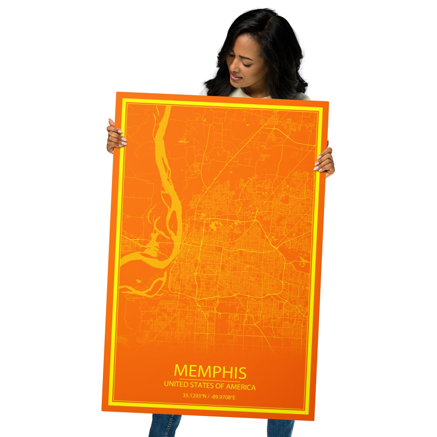 Memphis Orange and Yellow Metal Map