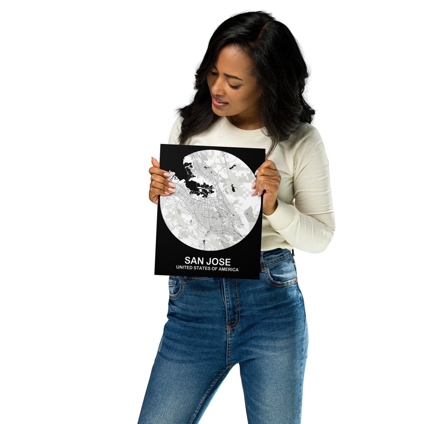 San Jose Circular White Metal Map