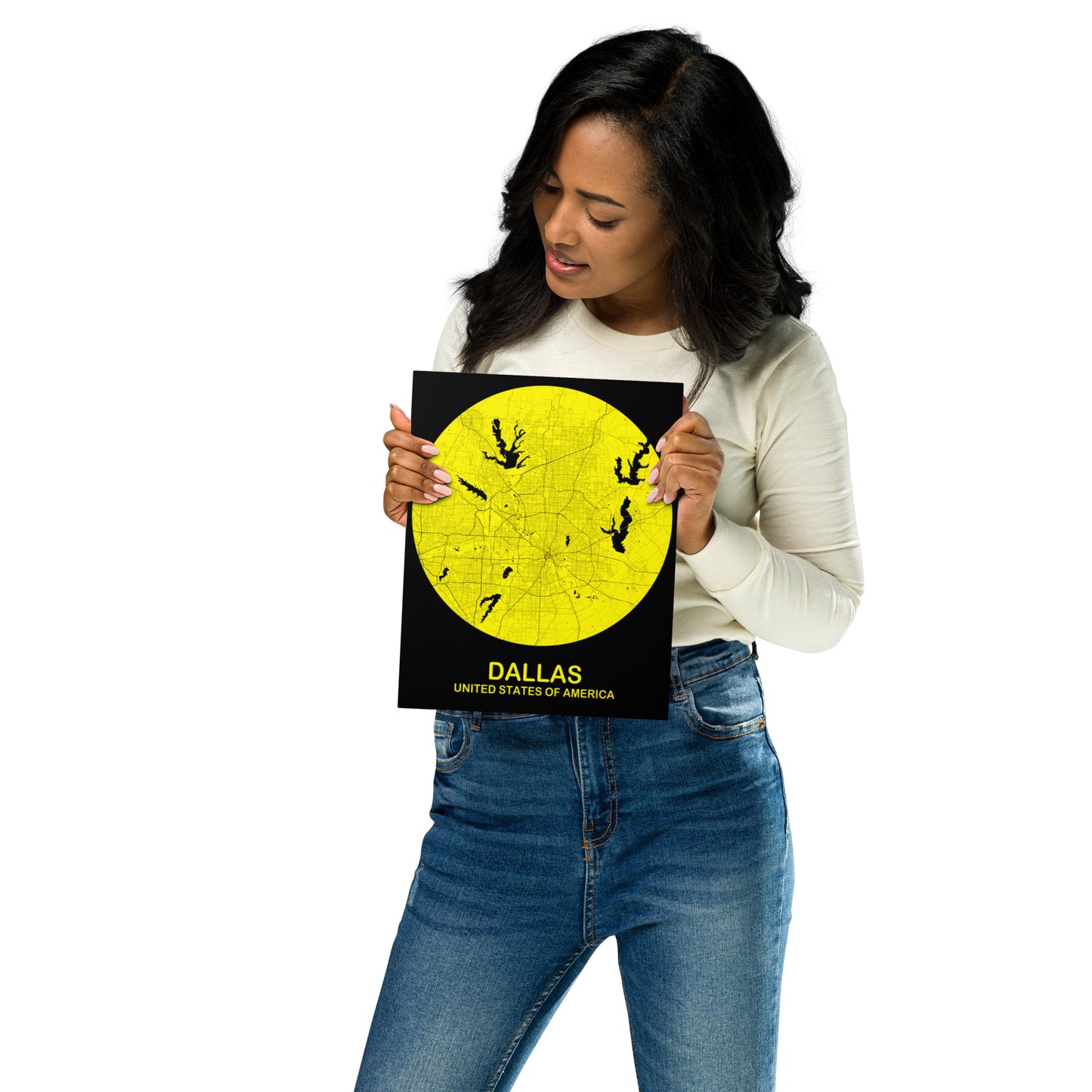 Dallas Circular Yellow Metal Map