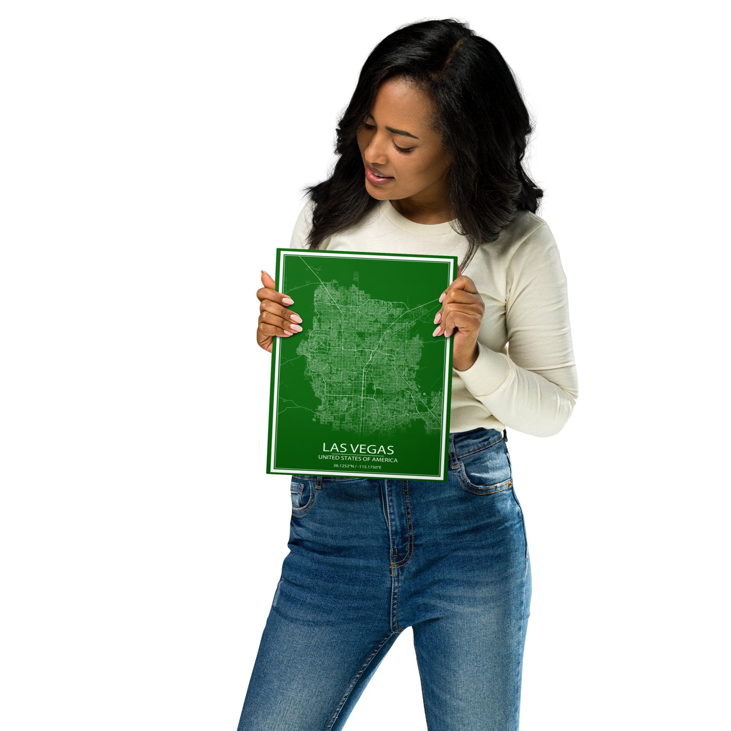 Las Vegas Green and White Metal Map