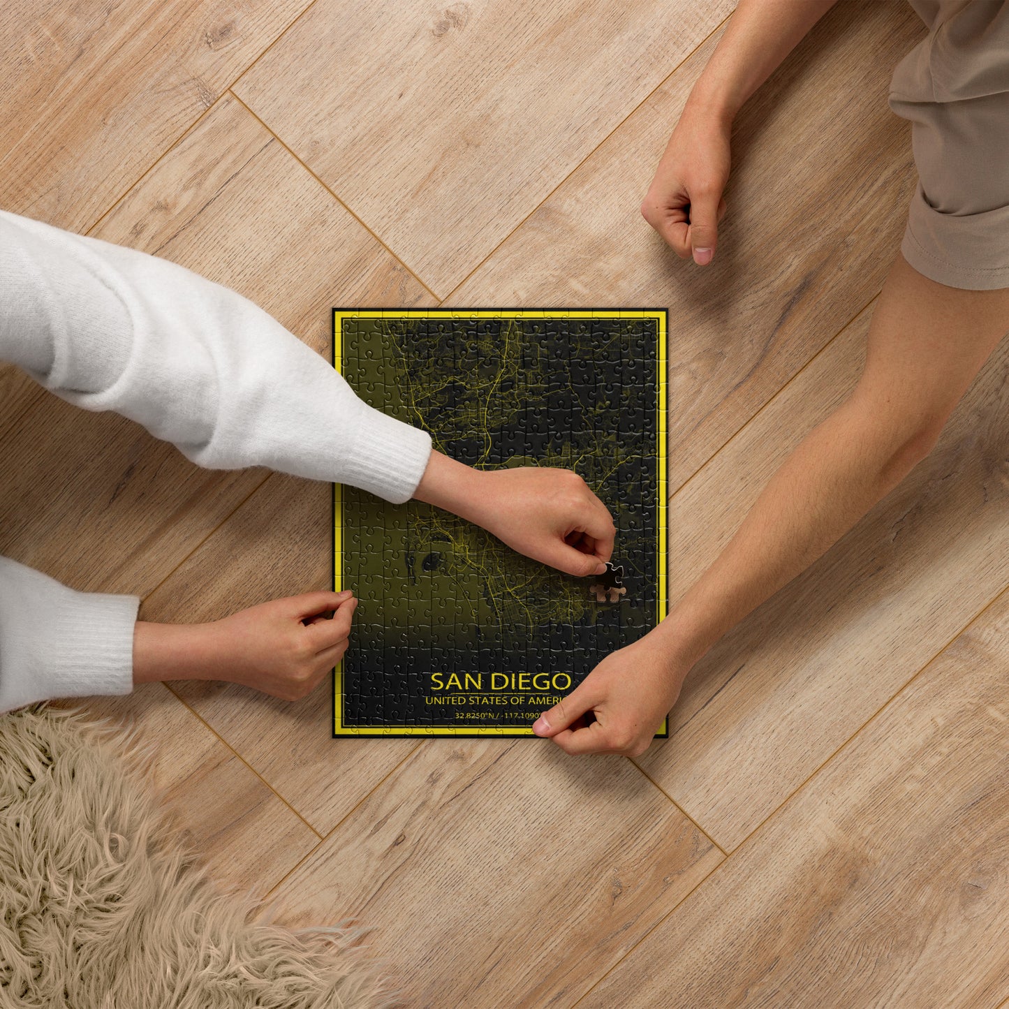 San Diego Black and Yellow Map Jigsaw Puzzle