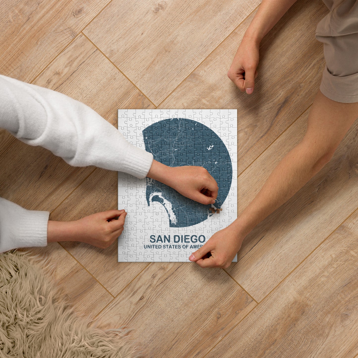 San Diego Circular Blue Map Jigsaw Puzzle