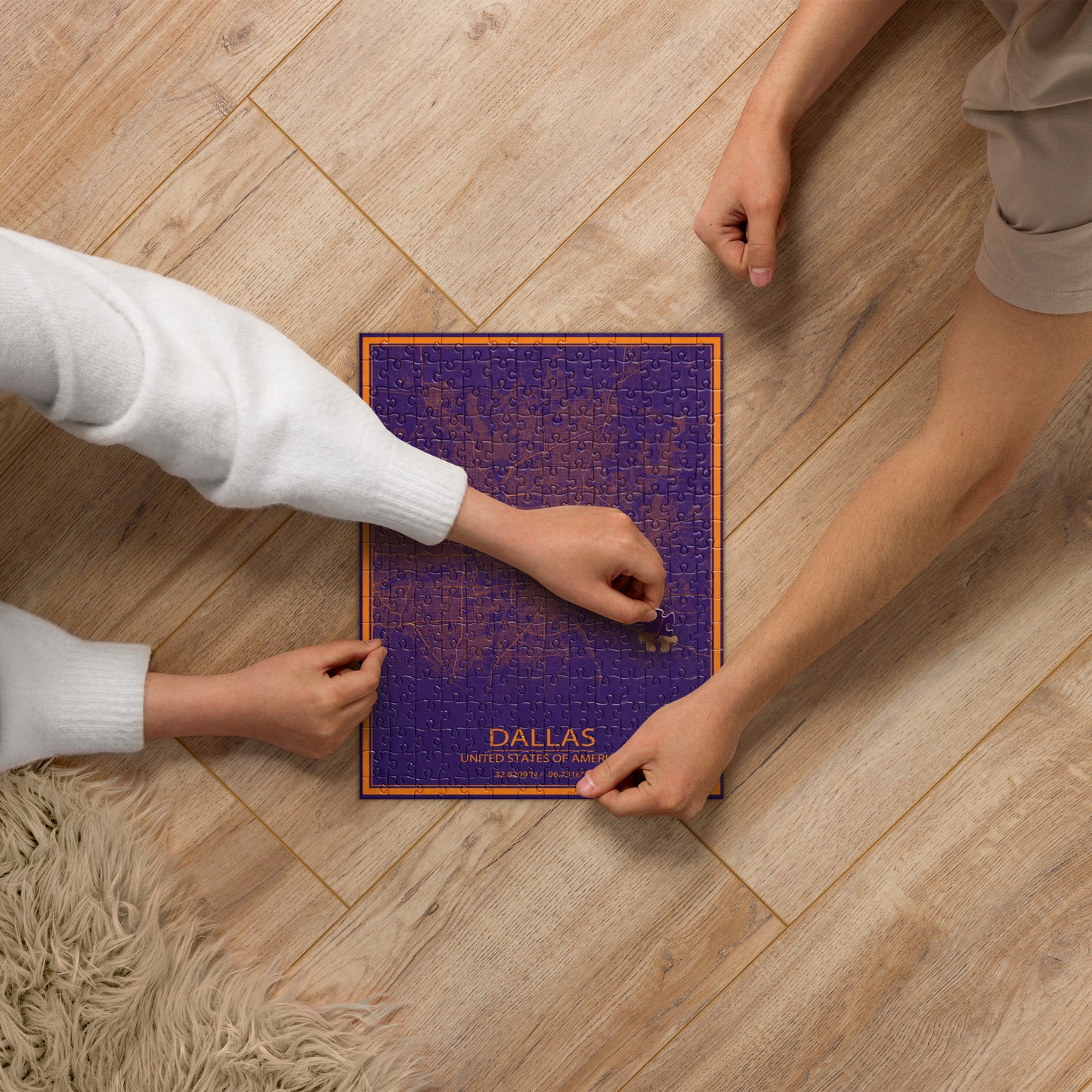 Dallas Purple and Orange Map Jigsaw Puzzle