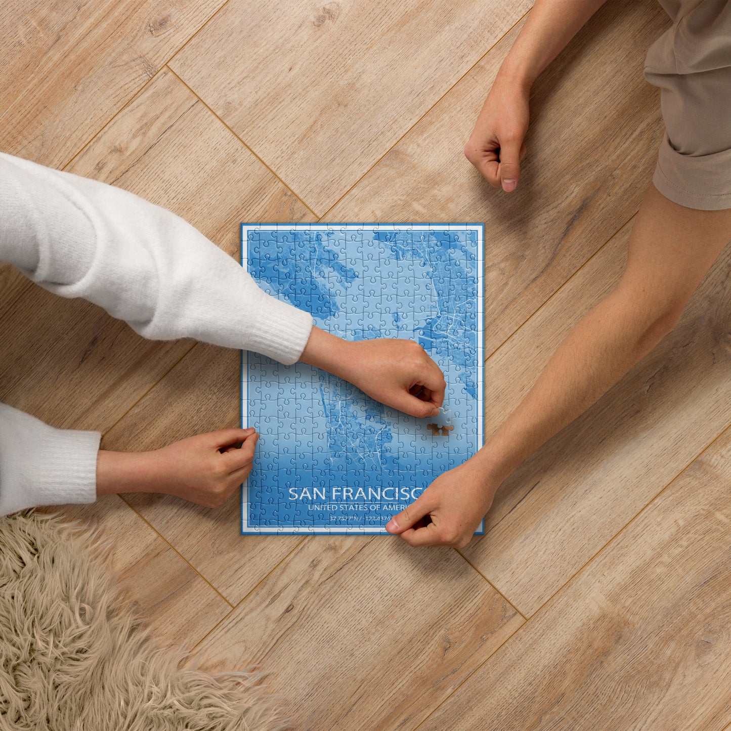 San Francisco Blue and White Map Jigsaw Puzzle