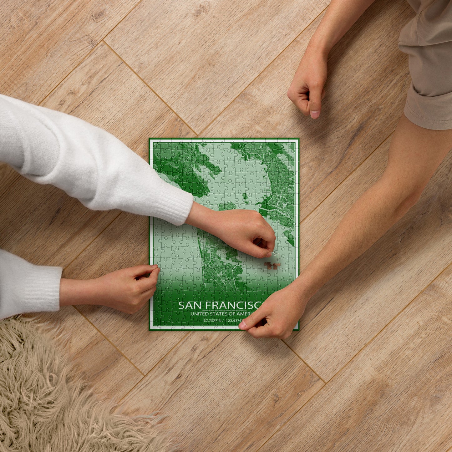 San Francisco Green and White Map Jigsaw Puzzle