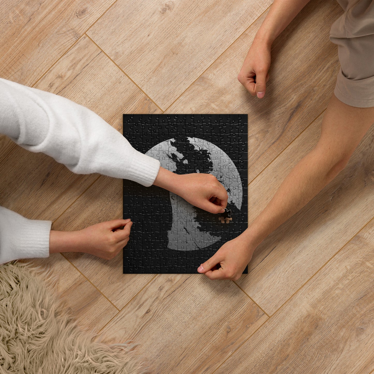 San Francisco Silver on Black Map Jigsaw Puzzle