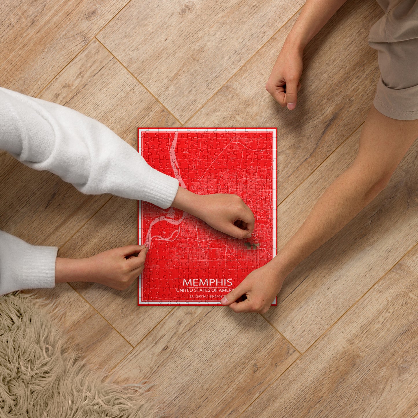 Memphis Red and White Map Jigsaw Puzzle